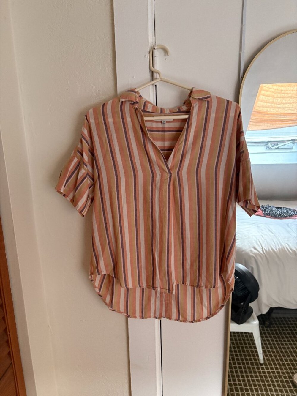 Madewell Striped Collared Cotton Short Sleeve Top - Multi, XXS